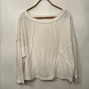 BUCKETLIST Cream Raw-Edge Boxy Pullover